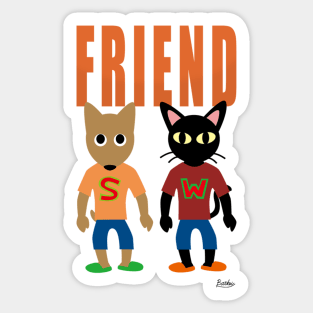 Friend Cat and Dog Sticker